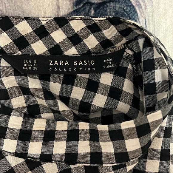 Zara Gingham Ruffled Sleeve Blouse Size S - Picture 7 of 7